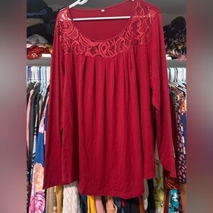 Elegant Red Lace Women's Top